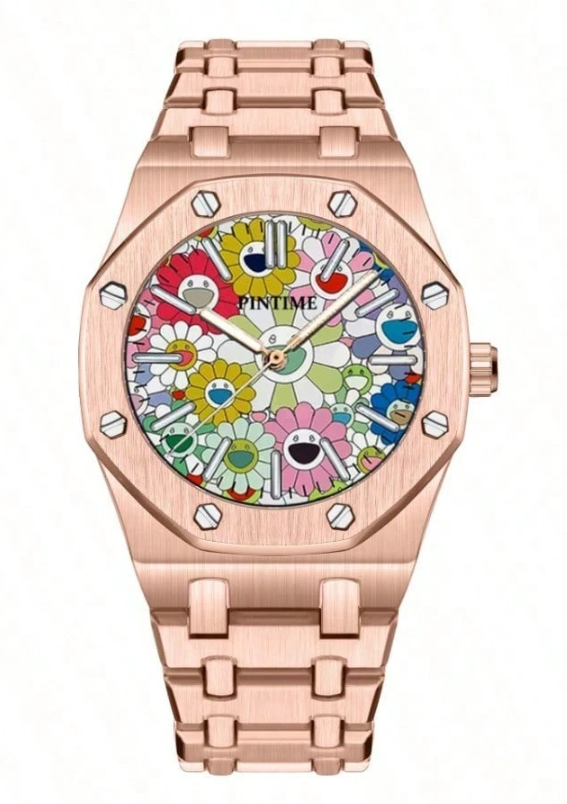 Reloj de cuarzo con esfera de margarita